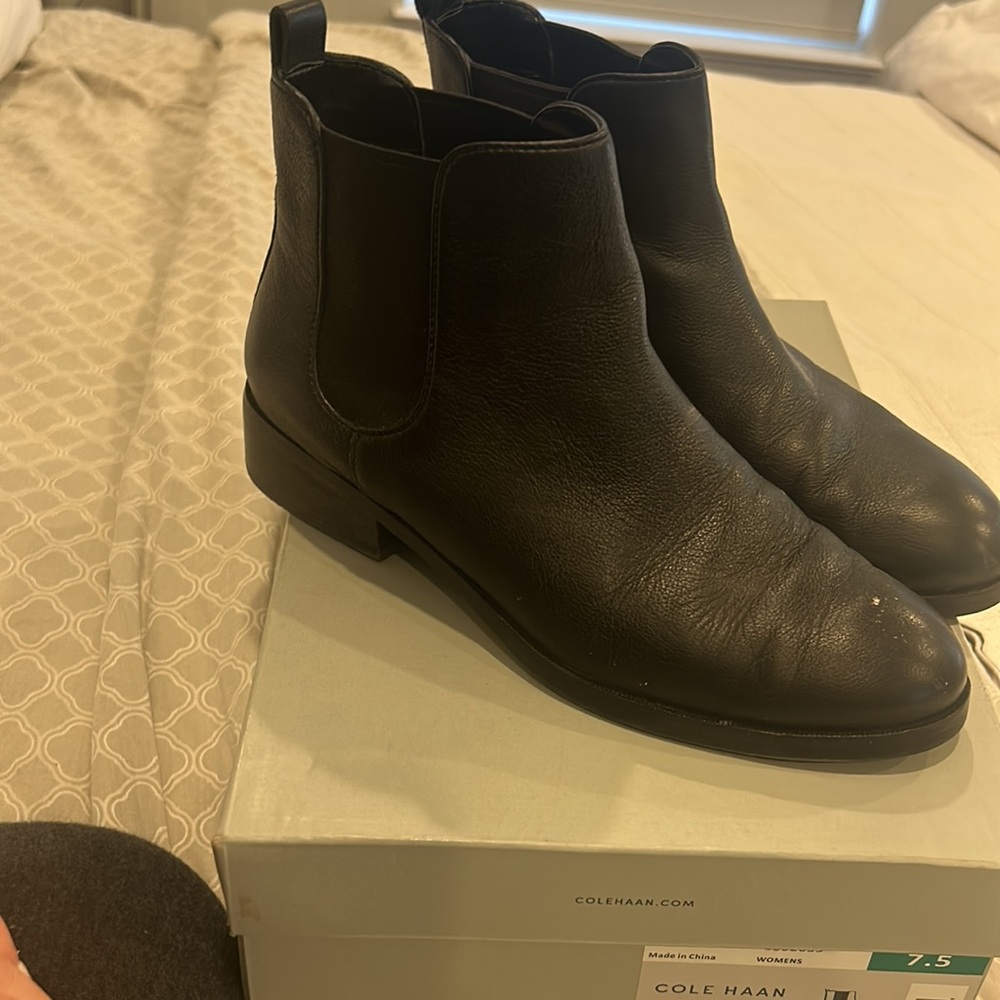 Cole Haan Landsman Leather Black Bootie Size 7.5